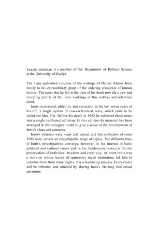 The Idea File of Harold Adams Innis