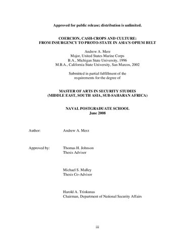 [Dissertation] Coercion, Cash-Crops and Culture: From Insurgency to Proto-State in Asia's Opium Belt
