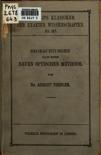 Beobachtungen nach einer neuen optischen Methode : Ein Beitrag zur Experimentalphysik