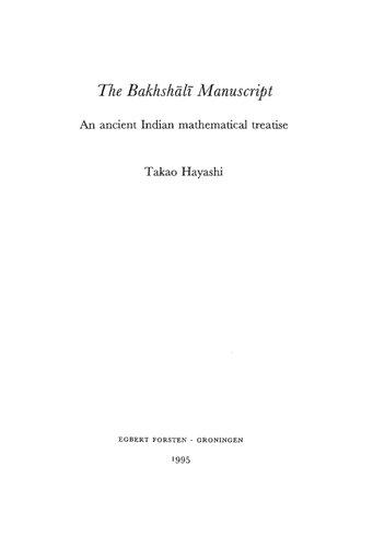 The Bakhshali Manuscript