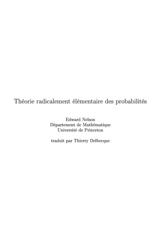 Théorie radicalemellt élémeintaire des probabilités