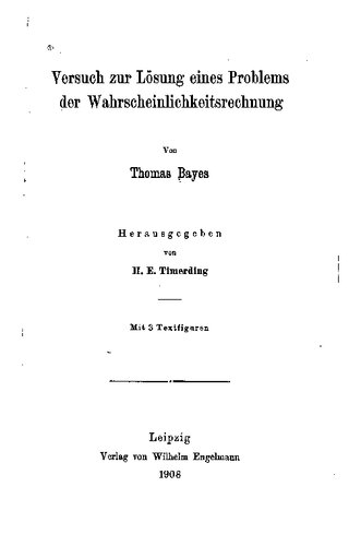 Versuch zur Lösung eines Problems der Wahrscheinlichkeitsrechnung