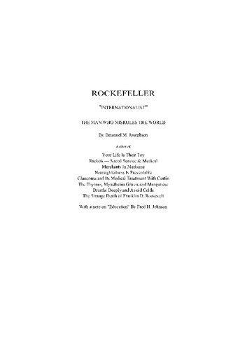 Rockefeller Internationalist - The man who misrules the world