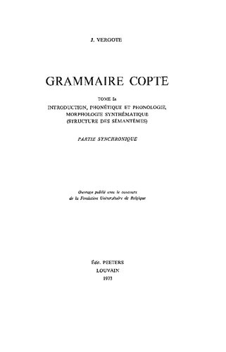 Grammaire copte (Tome 1 partie a-b)