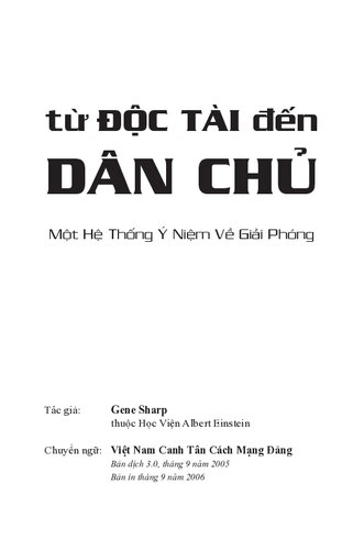 Từ Độc Tài đến Dân Chủ — Một Hệ Thống Ý Niệm Về Giải Phóng