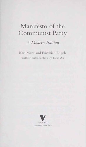 Manifesto of the Communist Party. A Modern Edition