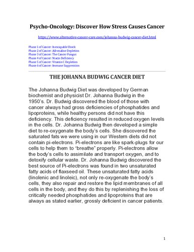Budwig Diet Protocol for Cancer (Compilation)