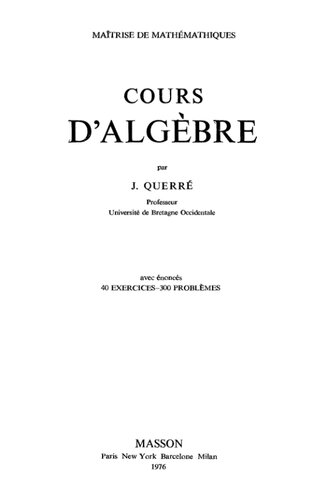 Cours d'algèbre