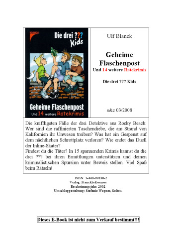 Die drei Fragezeichen-Kids, Geheime Flaschenpost