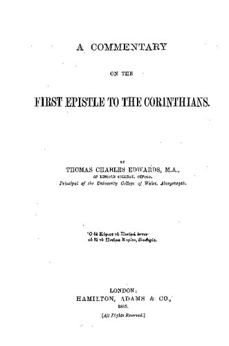 A commentary on the First Epistle to the Corinthians