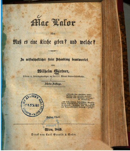 Mac Lalor oder Muss es eine Kirche geben? Und Welche? : In wissenschaftlicher freier Behandlung beantwortet