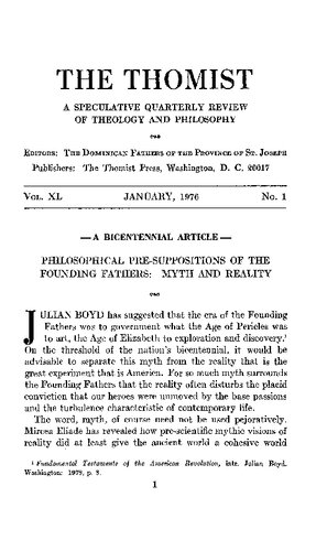 Philosophical Pre-Suppositions of the Founding Fathers: Myth and Reality
