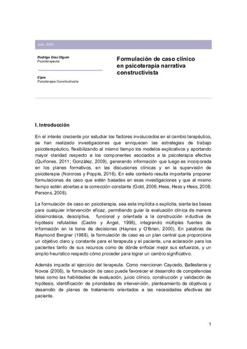 Formulación de caso clínico en psicoterapia narrativa constructivista