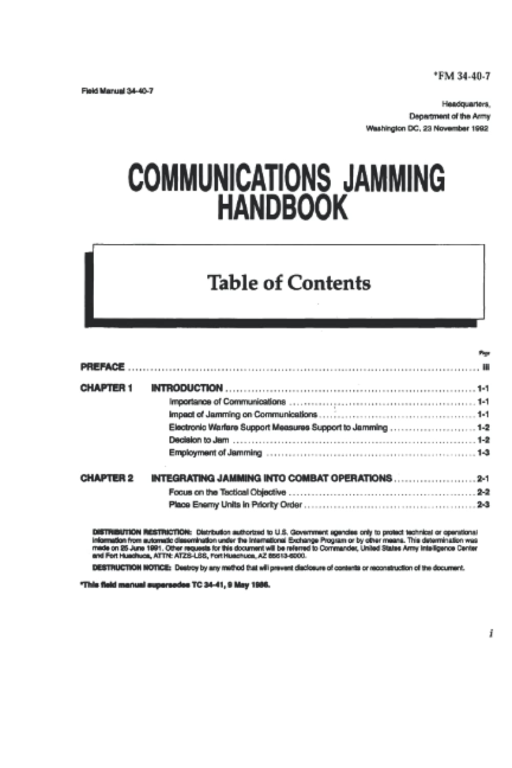 Communications Jamming Handbook - FM 34-40-7