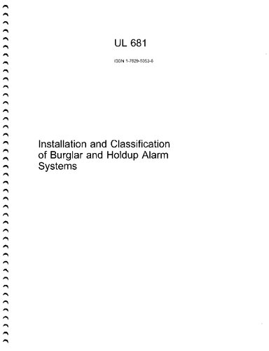 UL 681-Installation and Classification of Burglar and Holdup Alarm Systems