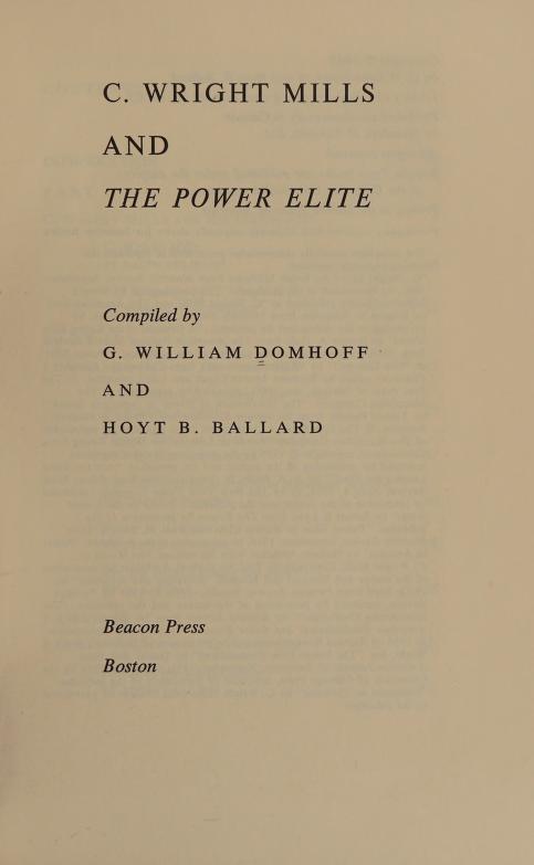 C. Wright Mills and the power elite