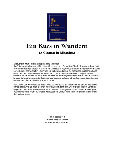 Ein Kurs in Wundern: Textbuch/Ubungsbuch/Handbuch Fur Lehrer