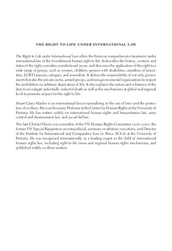 The right to life under international law : an interpretative manual