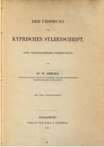 Der Ursprung der kyprischen Silbenschrift : Eine paläographische Untersuchung