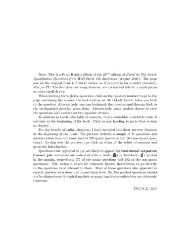 Heard on the street : quantitative questions from Wall Street job interviews