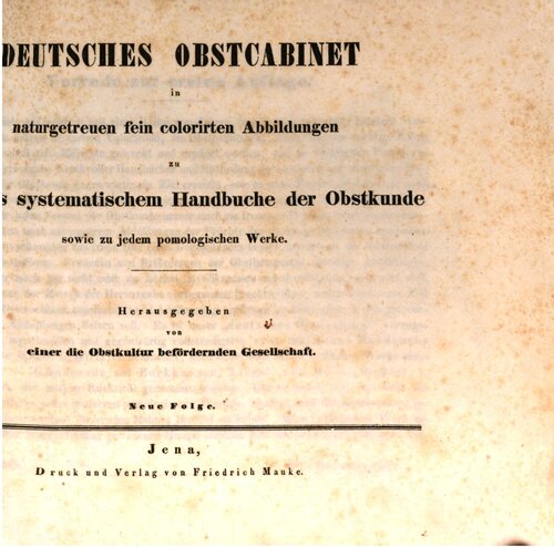 Deutsches Obstcabinet in naturgetreuen fein kolorierten Abbildungen zu Dittrichs systematischem Handbuche der Obstkunde sowie zu jedem pomologischen Werk