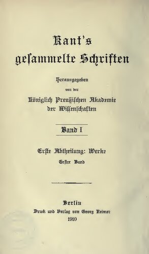 Werke / Vorkritische Schriften 1747-1756