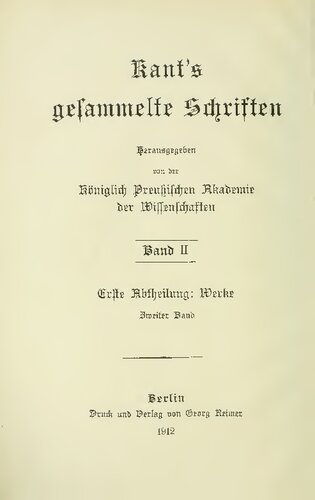 Werke / Vorkritische Schriften 1757-1777