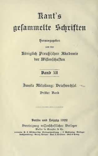 Briefwechsel / 1795-1804 ; Anhang