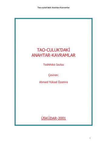 Taoculuktaki Anahtar Kavramlar