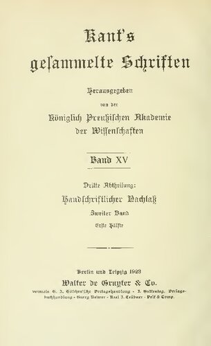 Handschriftlicher Nachlaß / Anthropologie (Neudruck)