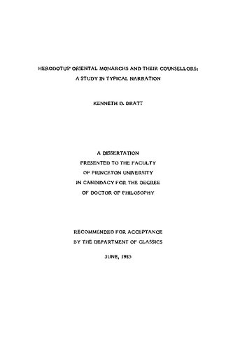 Herodotus' oriental monarchs and their counsellors: a study in typical narration