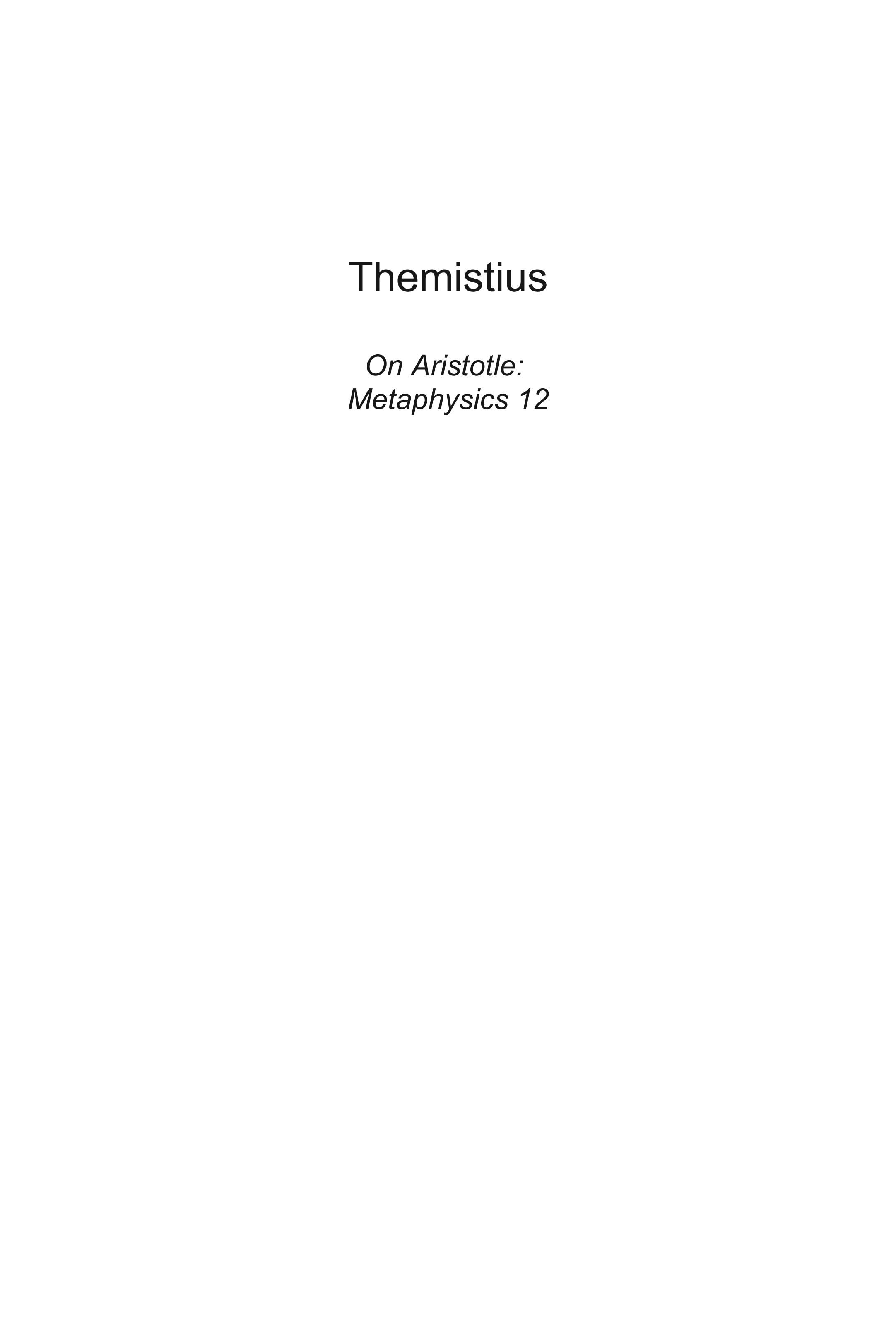 Themistius: On Aristotle Metaphysics 12