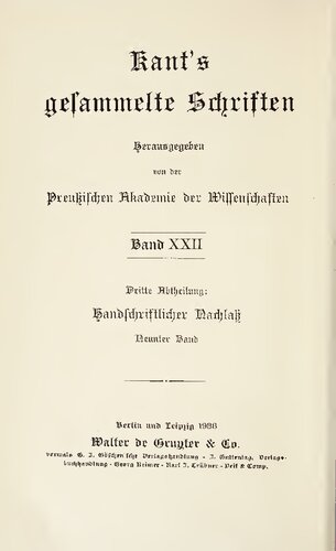 Handschriftlicher Nachlaß / Opus postumum : Zweite Hälfte (Convolut VII bis XIII)