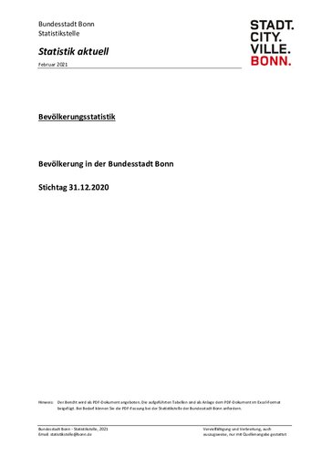 Bevölkerung in der Bundesstadt Bonn