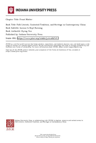 Folk Literati, Contested Tradition, and Heritage in Contemporary China: Incense Is Kept Burning