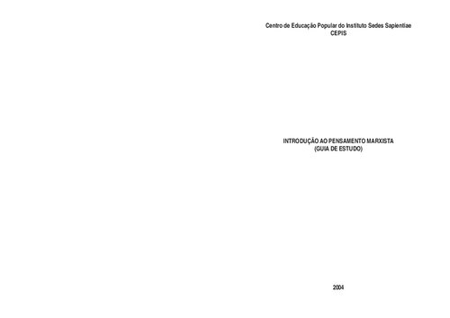 Introdução ao pensamento marxista (guia de estudos)