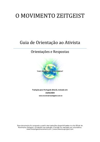 O movimento zeitgeist: guia de orientação ao ativista