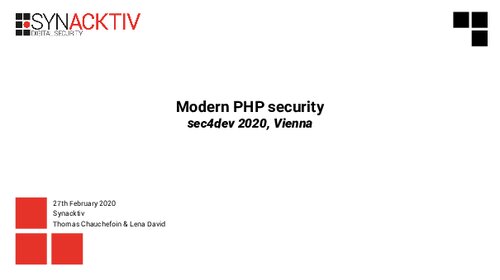 Modern PHP Security
