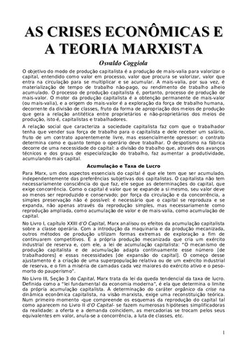 As crises econômicas e a teoria marxista