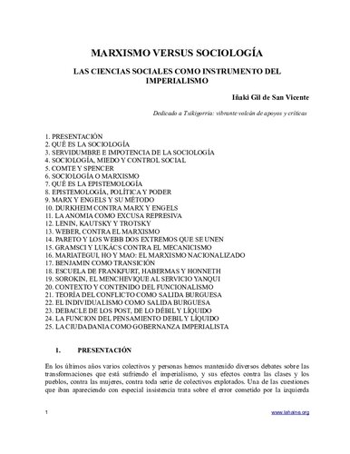 Marxismo versus sociología: las ciencias sociales como instrumento del imperialismo