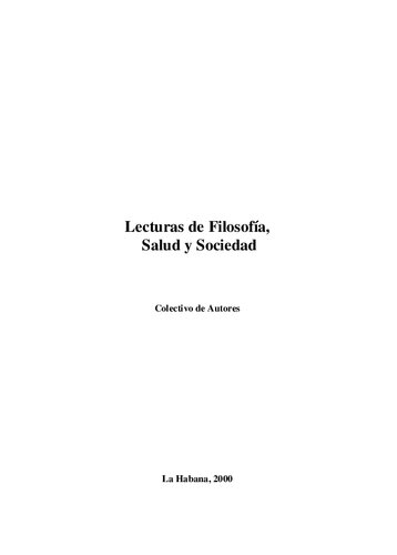 Lecturas de filosofía, salud y sociedad