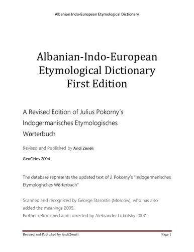Albanian-Indo-European Etymological Dictionary