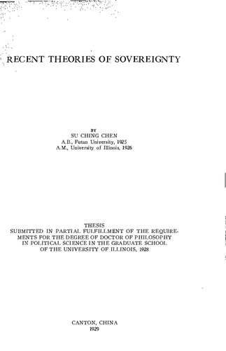 [Dissertation] Recent Theories of Sovereignty