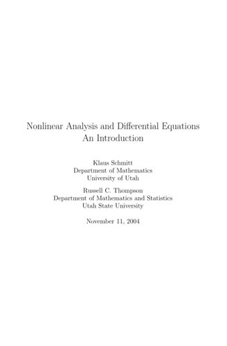 Nonlinear Analysis and Differential Equations. An Introduction