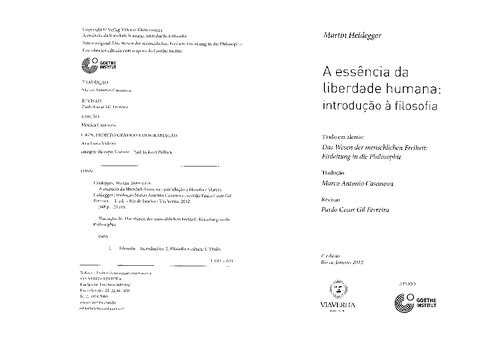 A essência da liberdade humana: introdução à filosofia