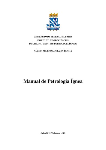 Manual de Petrologia Ígnea, com mineralogia macro e ótica