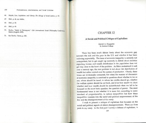 A Social and Political Critique of Capitalism (ch.12 from Rending and Renewing the Social Order)