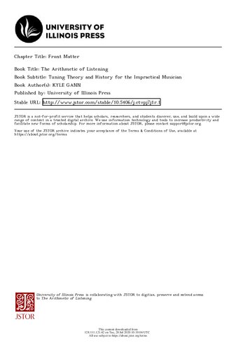 The Arithmetic of Listening: Tuning Theory and History for the Impractical Musician