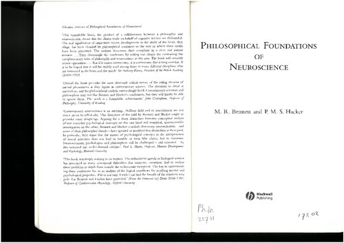 Philosophical Foundations of Neuroscience