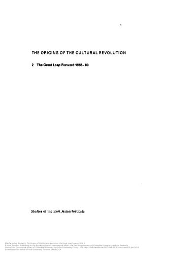 The Origins of the Cultural Revolution, Volume 2: The Coming of the Cataclysm, 1961–1966